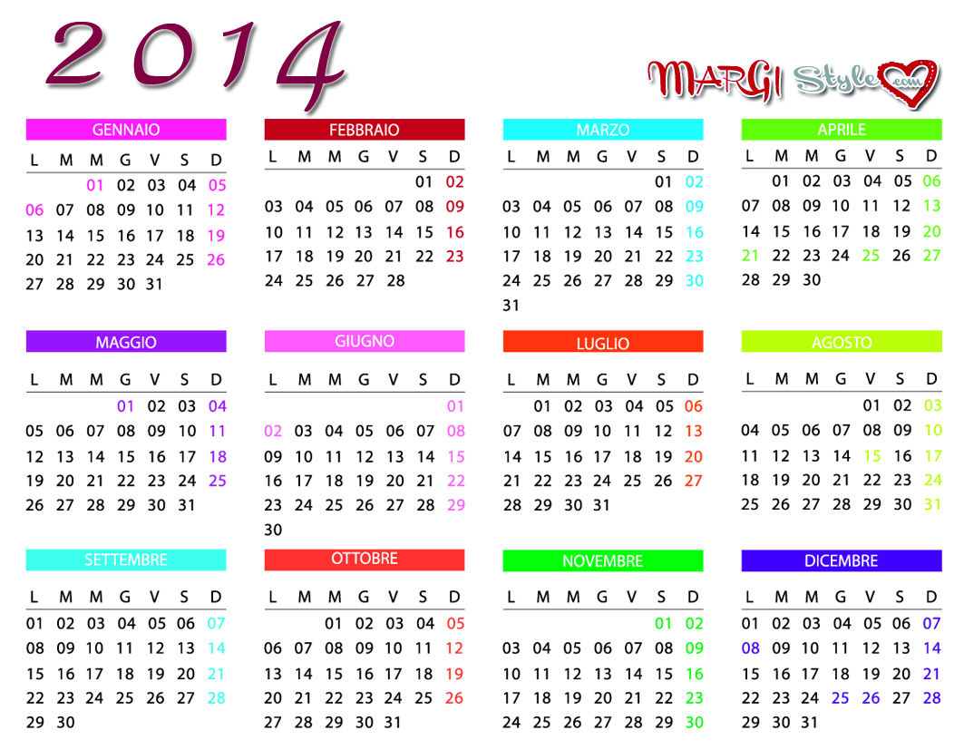 calendario 2014 tascabile da
